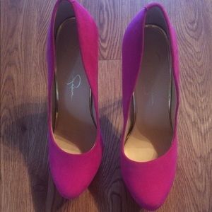 Jessica Simpson hot pink stilettos